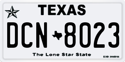 TX license plate DCN8023