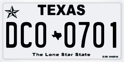 TX license plate DCO0701