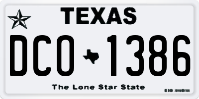 TX license plate DCO1386