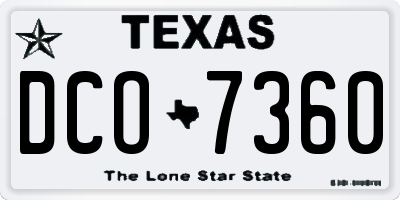 TX license plate DCO7360