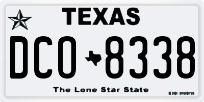 TX license plate DCO8338