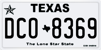 TX license plate DCO8369