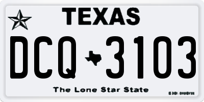 TX license plate DCQ3103