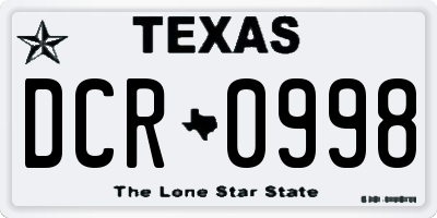 TX license plate DCR0998