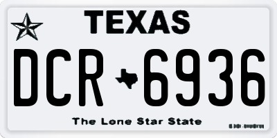 TX license plate DCR6936