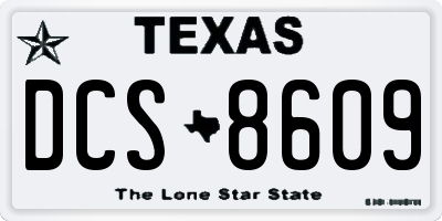 TX license plate DCS8609