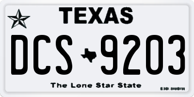 TX license plate DCS9203