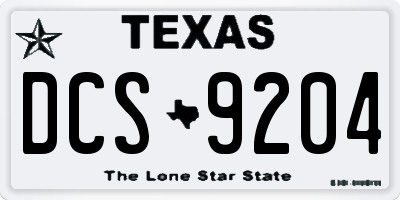 TX license plate DCS9204