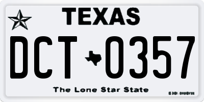 TX license plate DCT0357