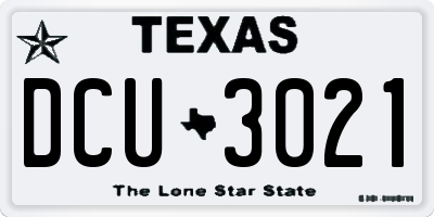 TX license plate DCU3021