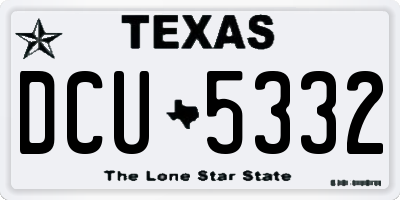 TX license plate DCU5332