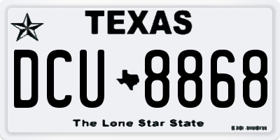 TX license plate DCU8868
