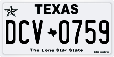TX license plate DCV0759