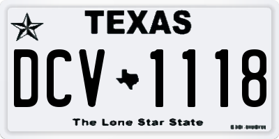 TX license plate DCV1118