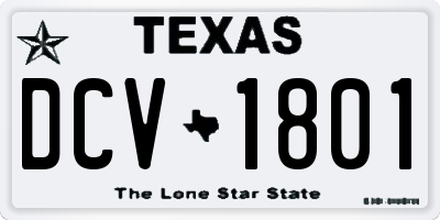 TX license plate DCV1801