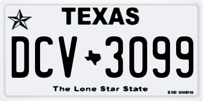 TX license plate DCV3099