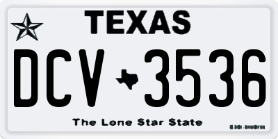 TX license plate DCV3536