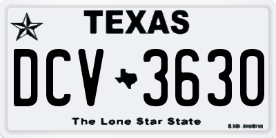 TX license plate DCV3630