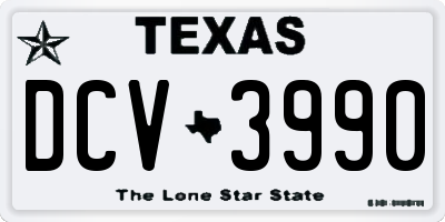 TX license plate DCV3990