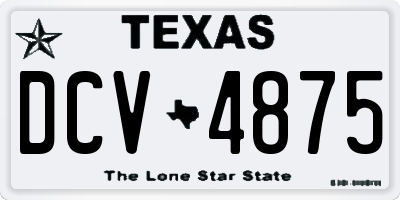 TX license plate DCV4875