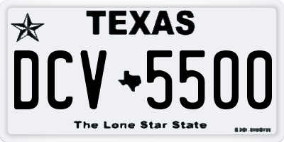 TX license plate DCV5500