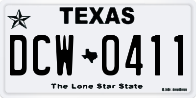 TX license plate DCW0411