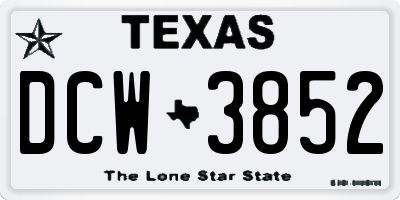 TX license plate DCW3852