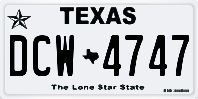 TX license plate DCW4747