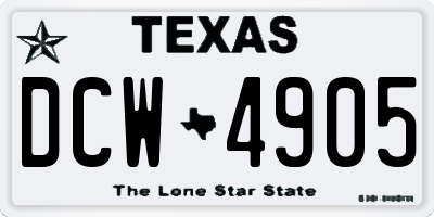 TX license plate DCW4905