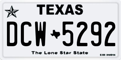 TX license plate DCW5292