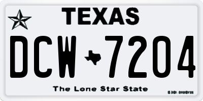 TX license plate DCW7204
