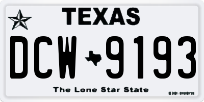 TX license plate DCW9193