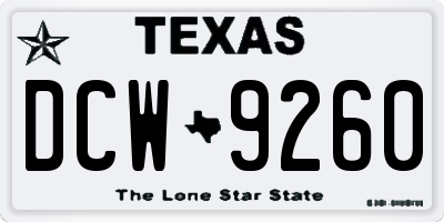 TX license plate DCW9260