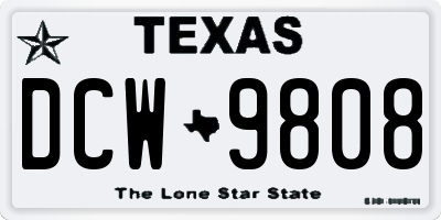 TX license plate DCW9808