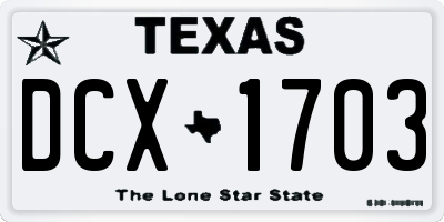 TX license plate DCX1703