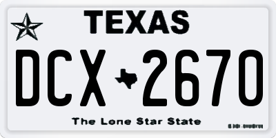 TX license plate DCX2670