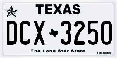 TX license plate DCX3250
