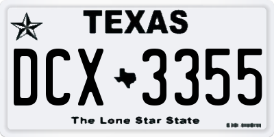TX license plate DCX3355