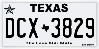 TX license plate DCX3829