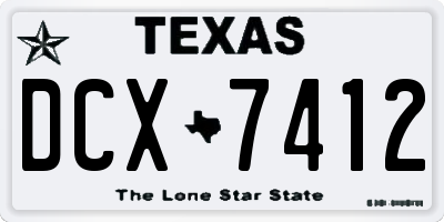 TX license plate DCX7412