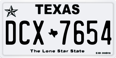 TX license plate DCX7654