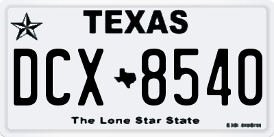 TX license plate DCX8540