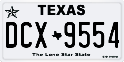 TX license plate DCX9554