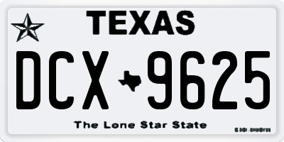 TX license plate DCX9625