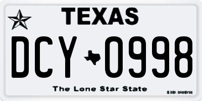 TX license plate DCY0998