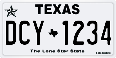 TX license plate DCY1234