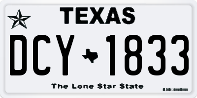 TX license plate DCY1833