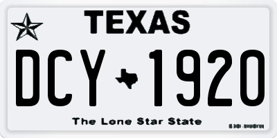 TX license plate DCY1920