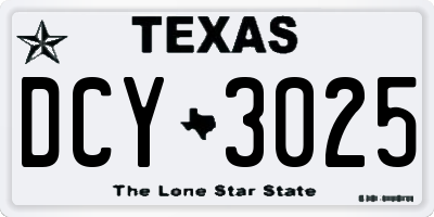 TX license plate DCY3025
