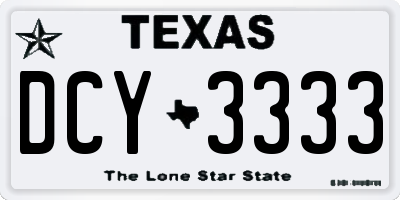 TX license plate DCY3333